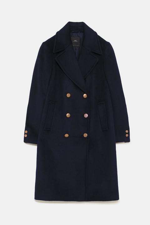 zara coat with gold buttons