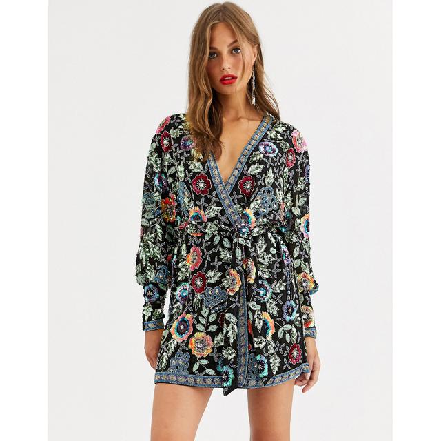 Asos Edition Floral Embellished Wrap Mini Dress-multi from ASOS on 21  Buttons