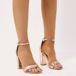 Hester Block Heel Barely There In Rose Gold