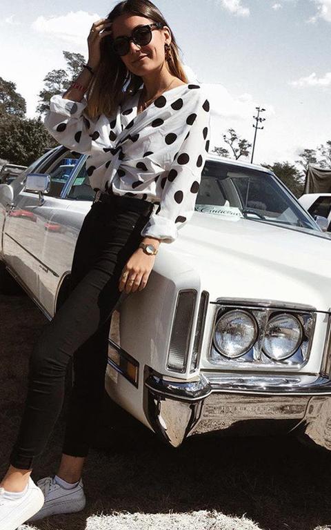 Dotty Polka Dot Tie Crop Blouse In White