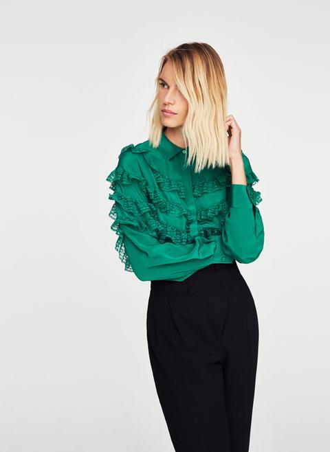 Ruffled Silk Shirt