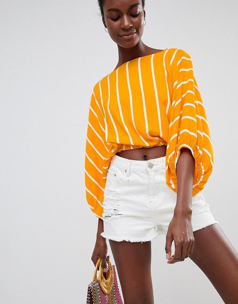 Top Con Manga De Murciélago Y Diseño A Rayas En Amarillo De Asos Design