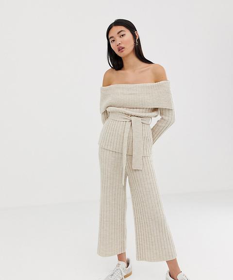 Asos Design Co-ord Knitted Culotte-beige