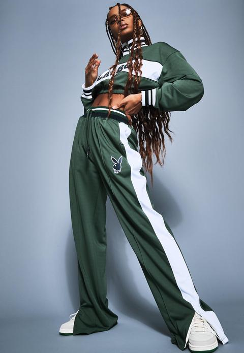 Pantalon De Survêtement Coupe Ample En Maille Verte Style Universitaire Playboy X Missguided