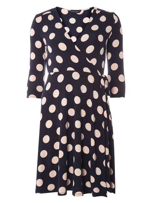 Navy Polka Dot Wrap Dress