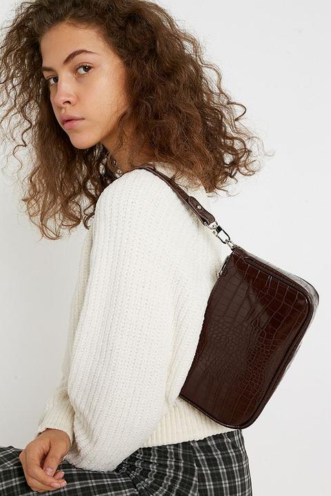 Uo Croc '90s Shoulder Bag - Brown All At Urban Outfitters