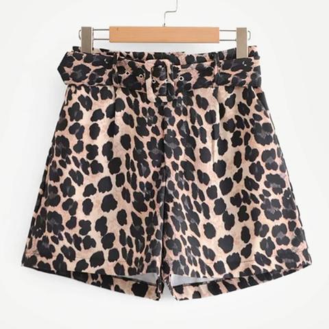 Shorts Con Stampa Leopardo Con Fiocco