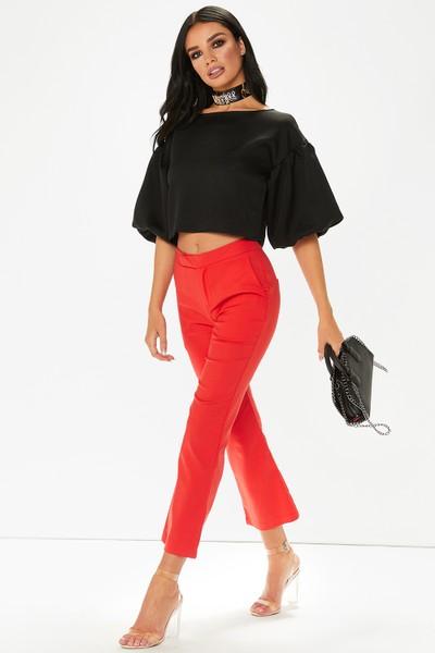 Izzy Red Tailored Cropped Trousers