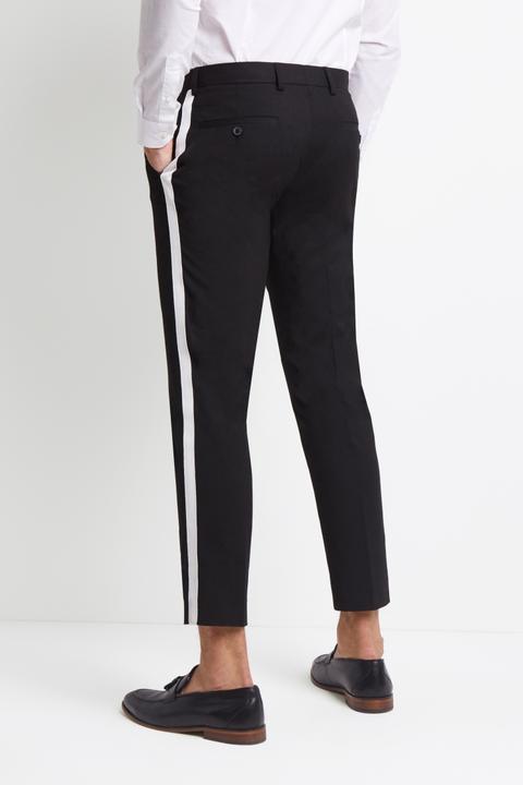 white trousers with black side stripe