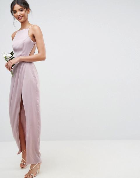Vestido Largo Con Espalda A Tiras Y Parte Delantera Drapeada De Asos Design