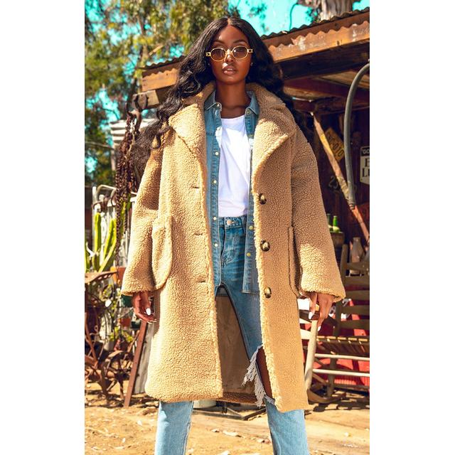 camel borg longline coat