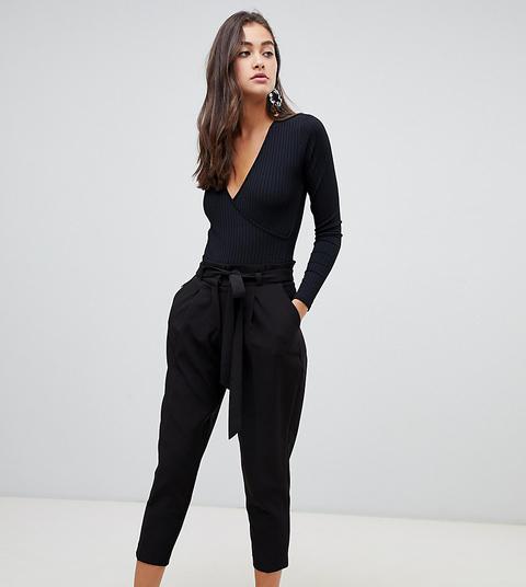 New Look Tie Waist Trousers In Black