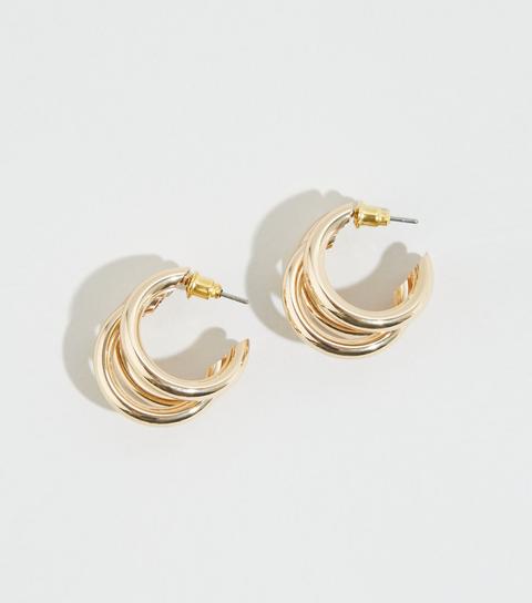 Gold Chunky Triple Hoop Earrings New Look