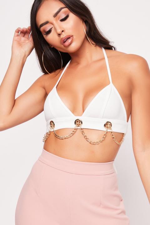 Joanna White Chain Detail Tie Back Bralette