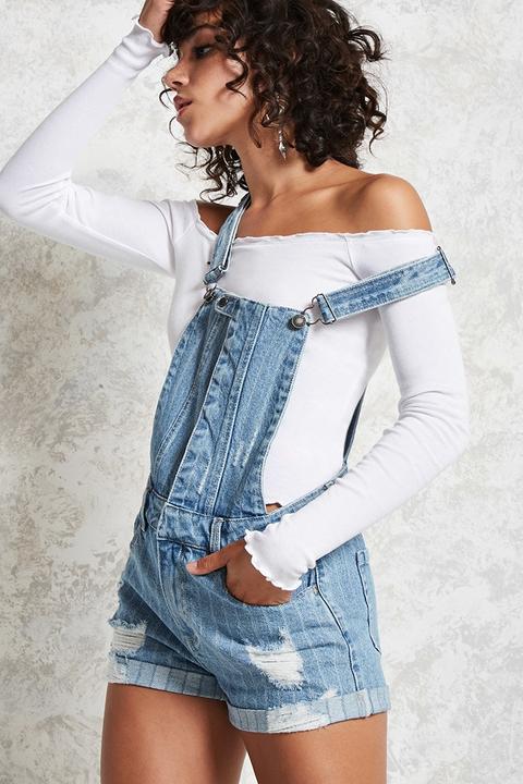 Snap-button Denim Dungarees