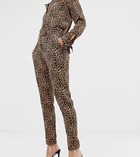 Na-kd Straight Leg Trousers In Leopard Print