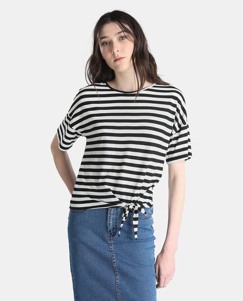 Vero Moda - Camiseta De Mujer De Rayas Con Nudo