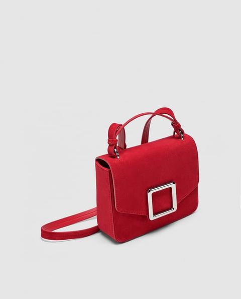 Leather Crossbody Bag With Square Fastener