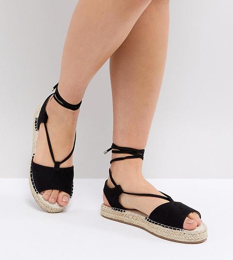 Asos - Jump On - Espadrilles-sandalen Mit Schnürung - Schwarz