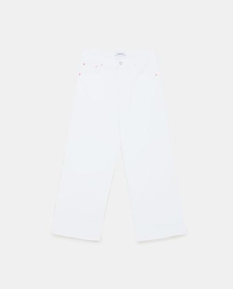 Jeans High Waist Culotte Pure White