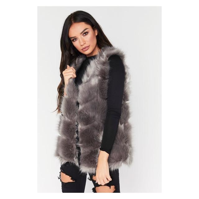 dark grey fur gilet