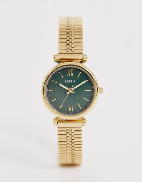 Fossil - Es4645 Mini Carlie - Orologio Con Bracciale In Maglia Metallica Da 28 Mm - Oro