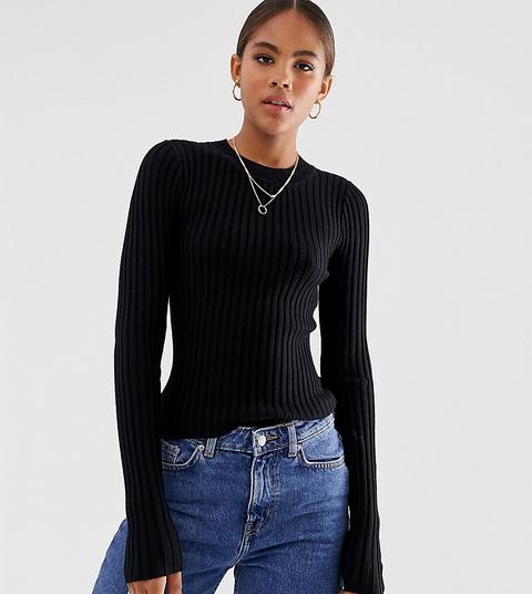 Asos Design Tall - Maglione Girocollo Skinny A Coste - Nero