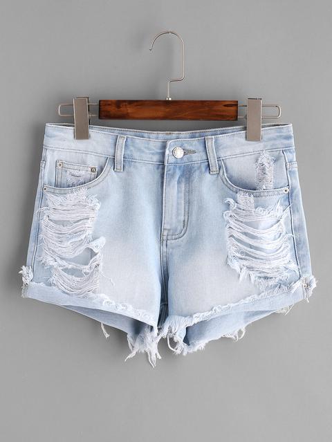 Lavare Shorts In Denim Effetto - Blu