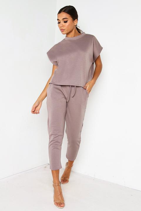 Mocha Top And Crop Trouser Co-ord Set