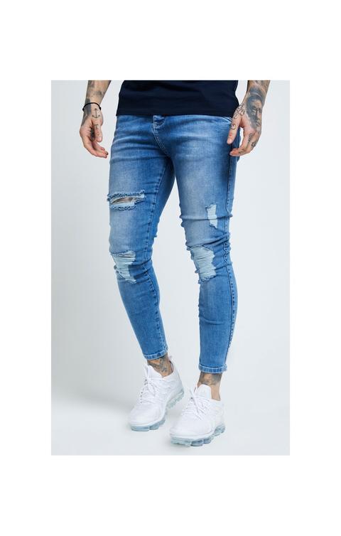 Siksilk Distressed Skinny Denims - Mid Wash Men Sizes Bottom