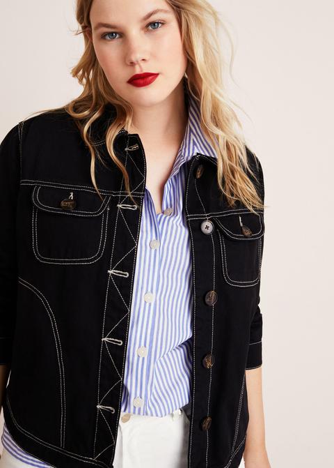 Cazadora Denim Costuras Contraste