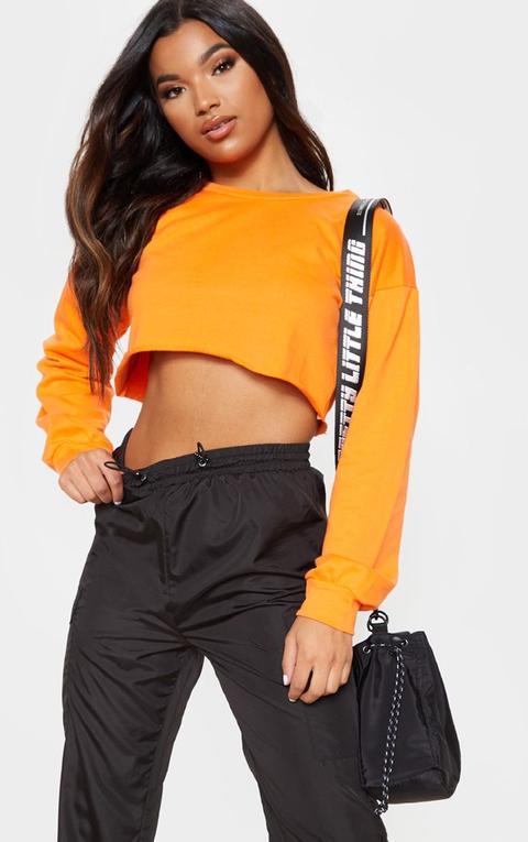 Hot Orange Cut Off Crop Longsleeve Sweater