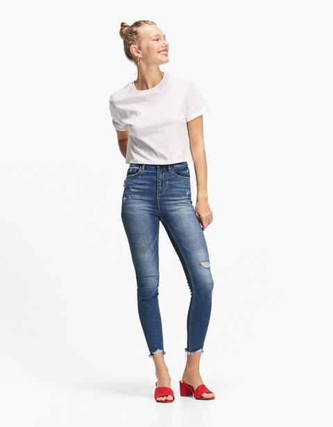 Pantaloni Denim Super High Waist Jeans Medio