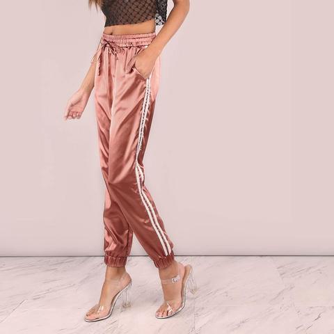 Satin Luxe Trainer Joggers Marsala