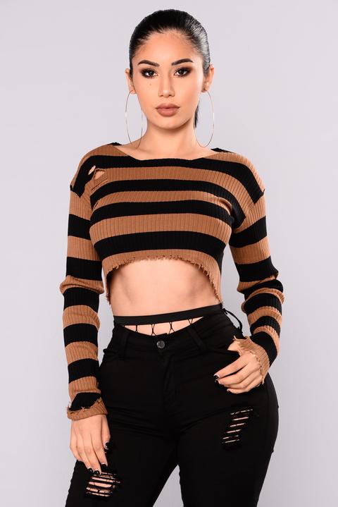 Read Between The Lines Sweater - Black/mocha