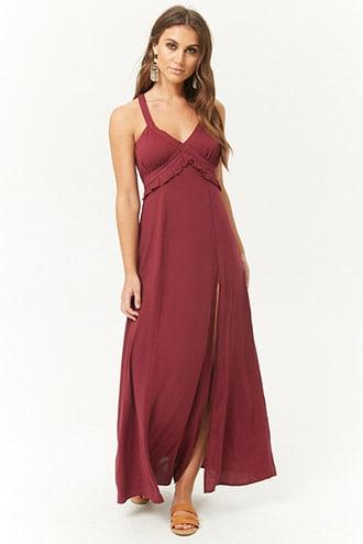 Forever 21 Ruffle-trim Maxi Dress , Wine