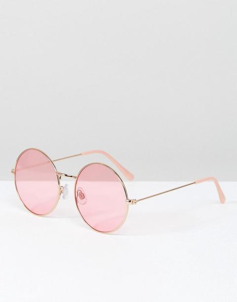 Gafas Redondas En Dorado Rosa Con Lentes Tintadas En Rosa De South Beach