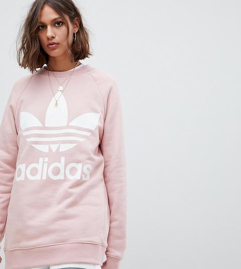 Sudadera Rosa Con Detalle Del Logo De Trifolio De Adidas Originals
