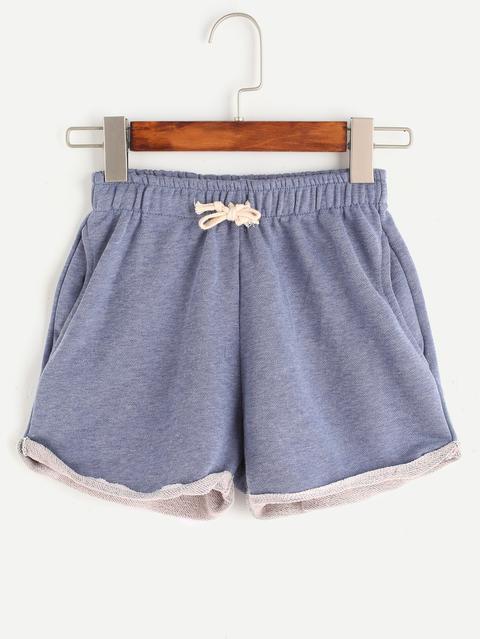 Shorts Cintura Con Cordón - Azul