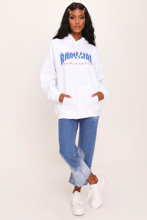 White Baby Girl Flames Hoodie