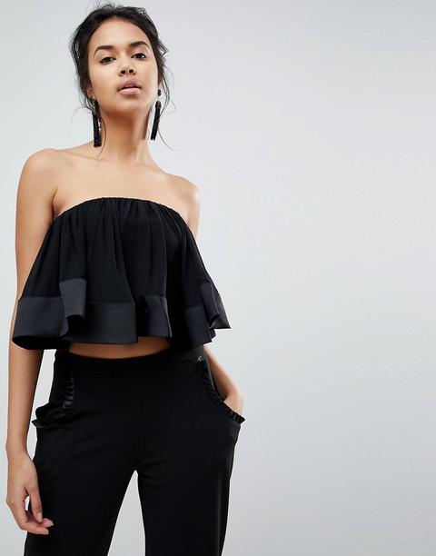 Keepsake - Not To Be - Top Corto Senza Spalline Con Volant - Nero