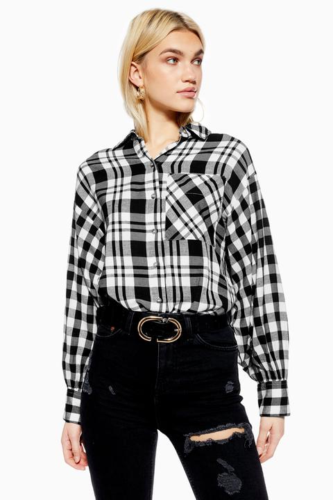 Womens Monochrome Checked Oversized Shirt - Monochrome, Monochrome