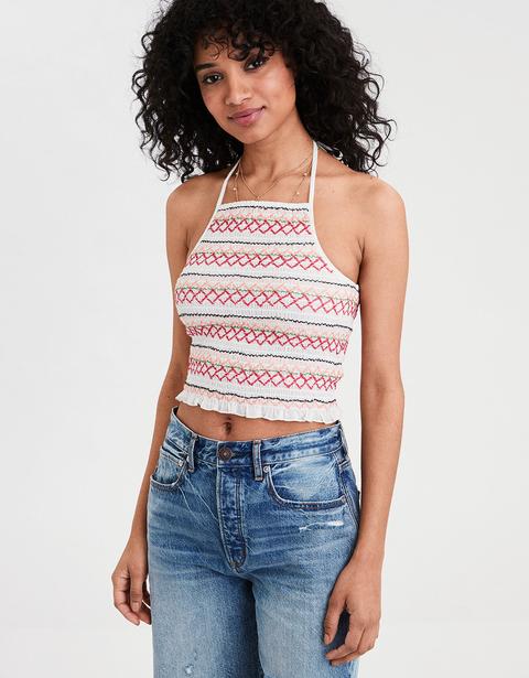 smocked halter top