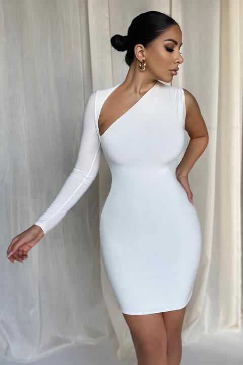 white one shoulder party dress