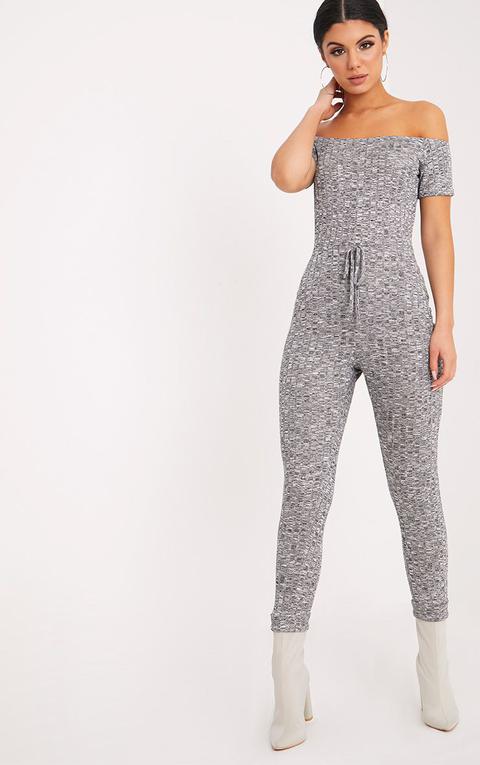 Farrah Grey Bardot Knitted Jumpsuit