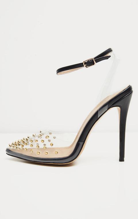 black studded court shoes