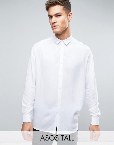 Camisa Extragrande De Viscosa En Blanco De Asos Tall