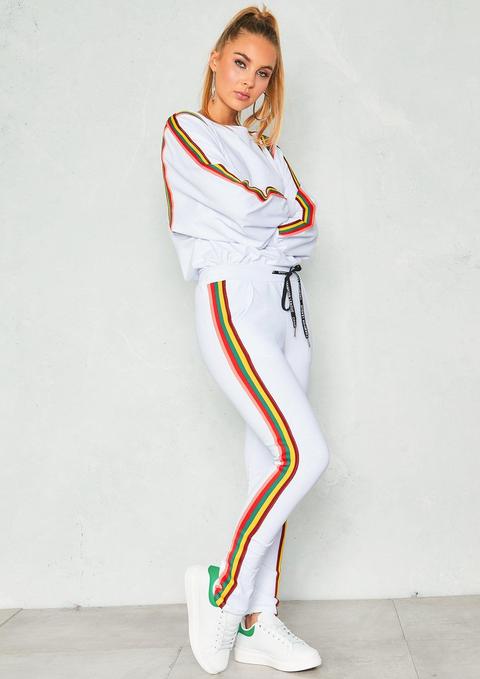 Skylar White Contrast Side Stripe Loungewear Set