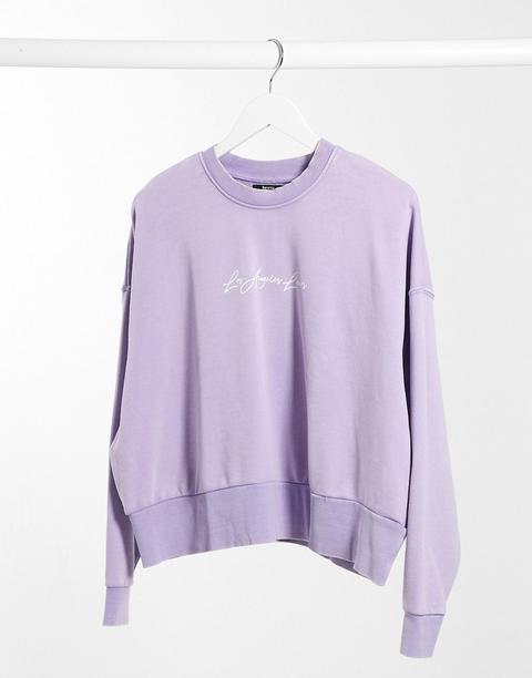 Bershka Los Angeles Lovers Motif Sweat Top In Lilac-purple