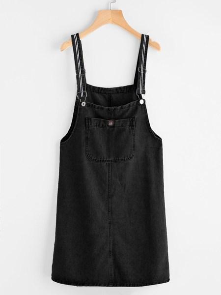 Vestido De Tira En Denim Con Bolsillos